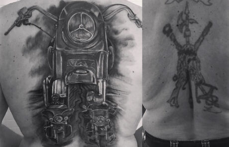 Tatuaje cover up en Mataró