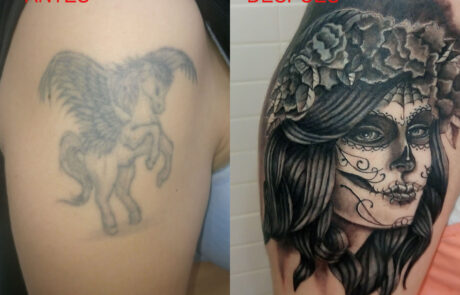 Tatuaje cover up en Mataró